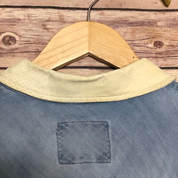Rails Chambray Faux Leather Textured Collar Top - Picture 7 of 9